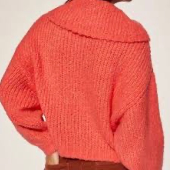 Anthropologie Pilcro Zamora Orange Pink Cropped Cowl Neck Sweater X-Small - Picture 3 of 7